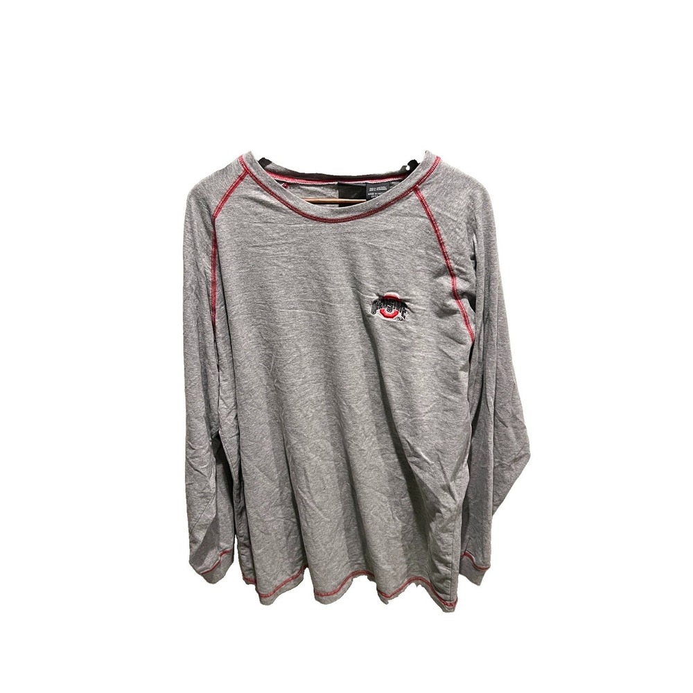 VTG Ohio State Buckeyes Pro Edge Long Sleeve Shirt Gray Red Stitch Mens XL